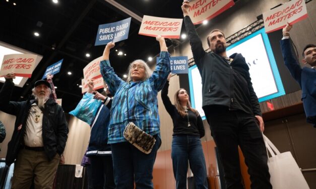 Dozens protest Sen. Sullivan’s AFN speech as he defends his budget reconciliation vote
