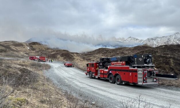 Crews respond to large grass fire above Unalaska’s Captains Bay Road