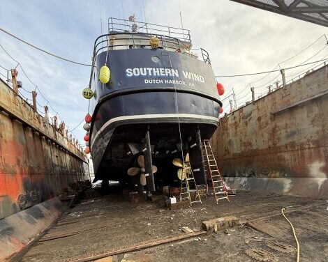 Dutch Harbor’s drydock is still underwater after losing power and partially sinking last month